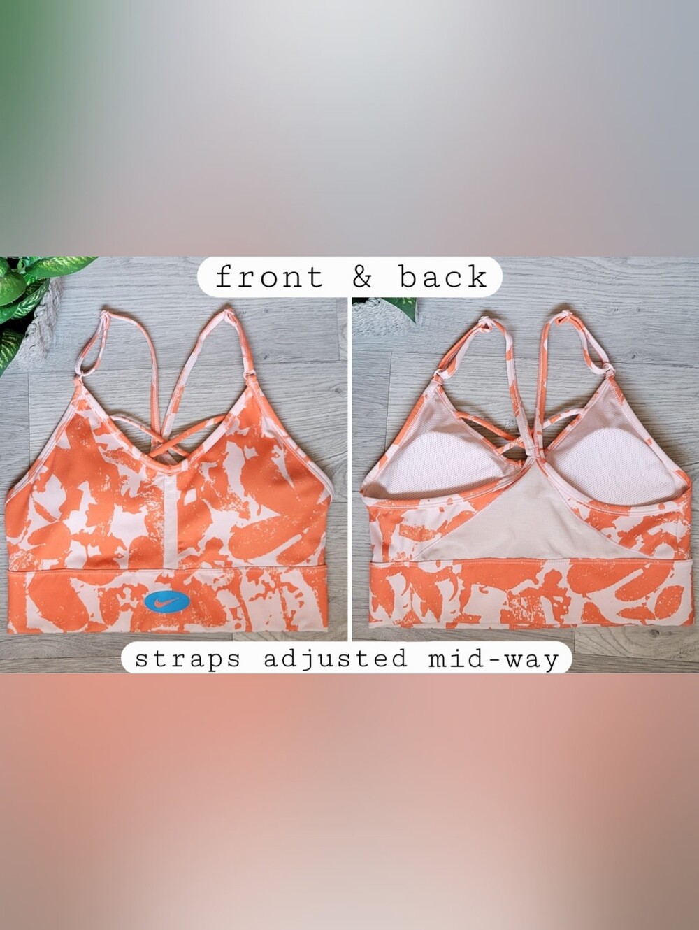 Nike One Luxe Icon Indy Clash Dri-Fit Light Impact Orange White Sport Bra, US M - Picture 9 of 16